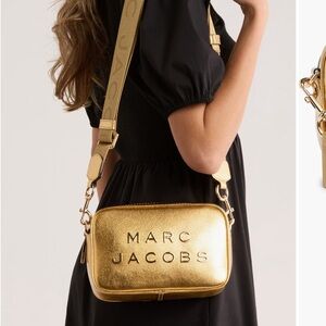 Marc Jacobs Gold Metallic Logo Camera Crossbody